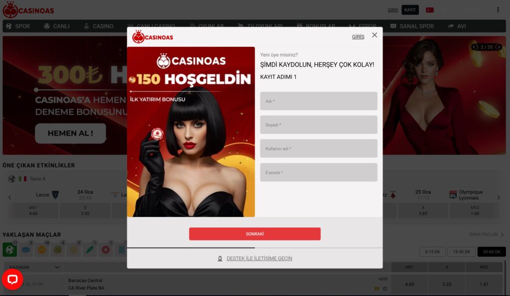 casinoas kayıt
