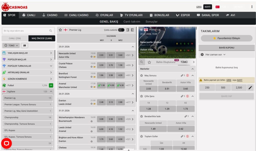 casinoas spor bahisleri